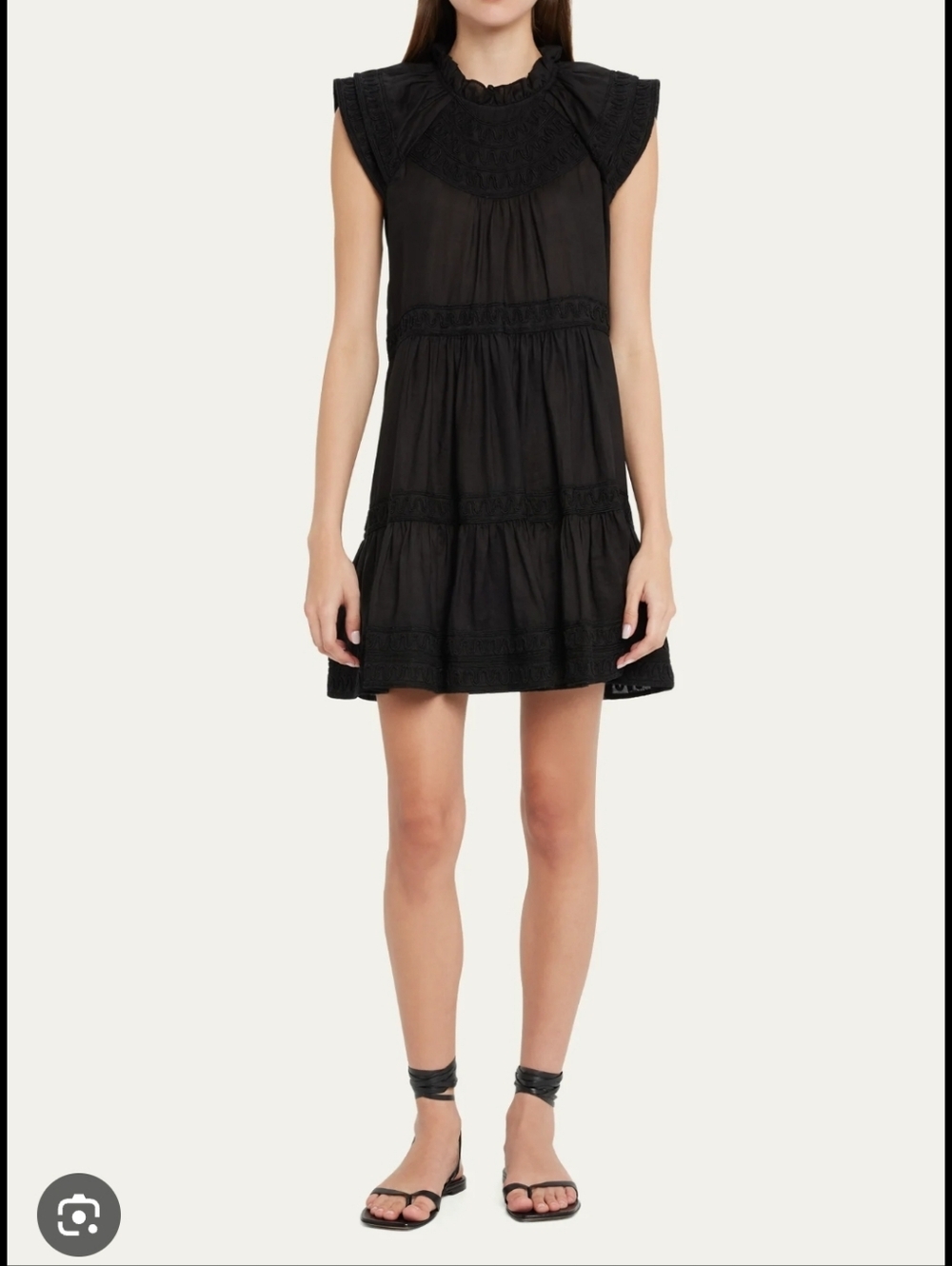 Veronica Beard Keeley Tiered Embroidered Mini Dress Black Size 00 - Picture 2 of 9